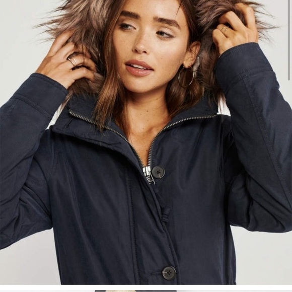 Abercrombie & Fitch Sherpa-lined Military Parka - Black XXS - Picture 3 of 11